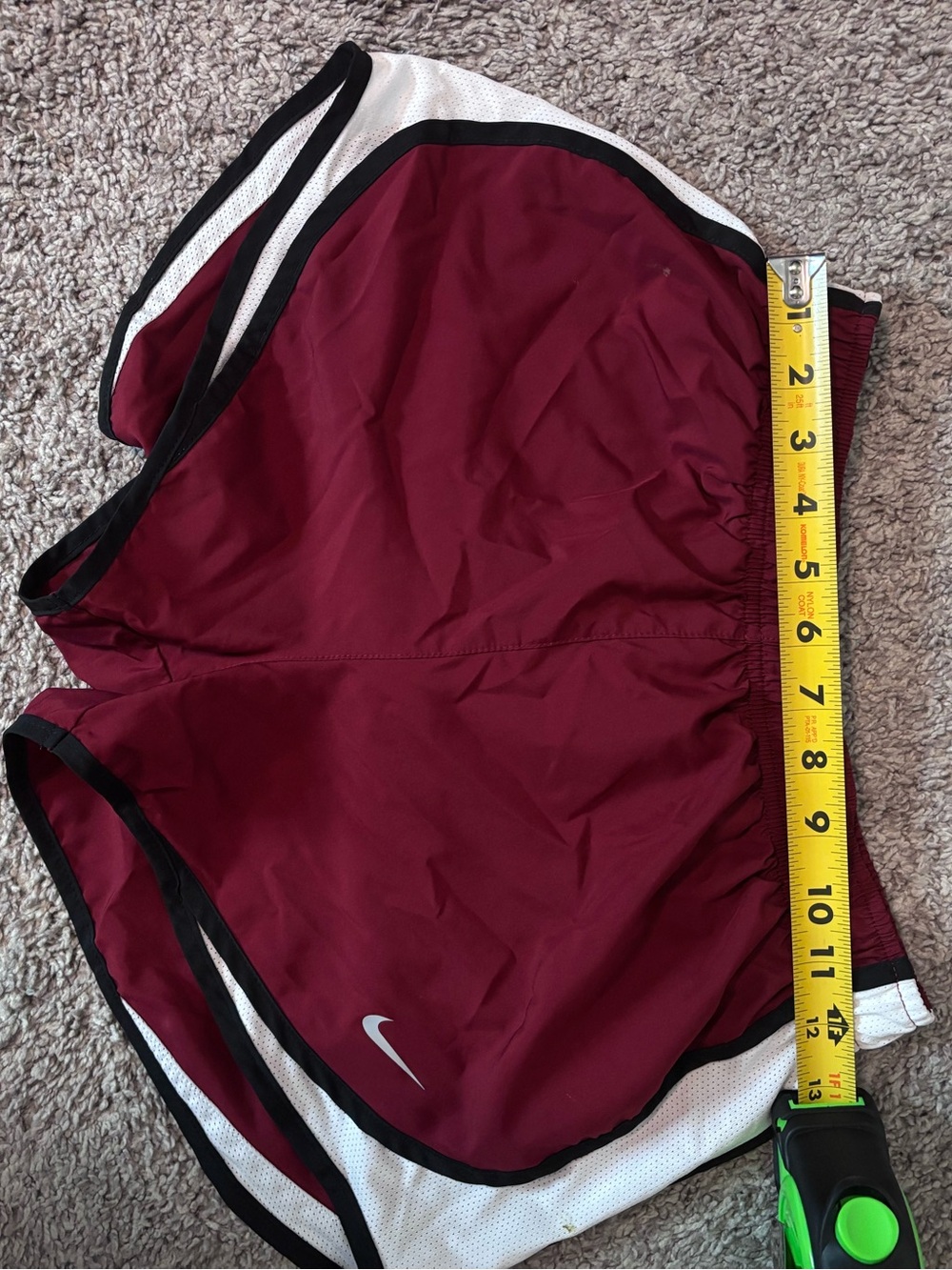 Nike Burgundy and White Running Shorts with Black Trim Dri Fit Size Small